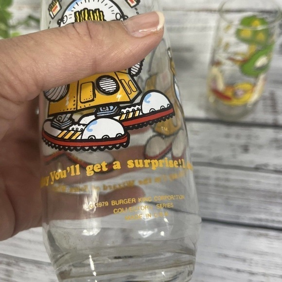Vintage Peanuts McDonald’s Burger King Camp Snoopy Wizard Fries Glasses Set of 2 - Picture 4 of 11